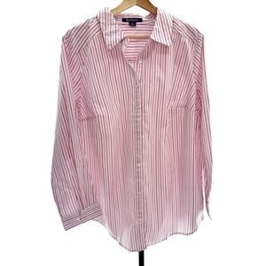 Roaman's Red and White Classic Long Sleeve Button Shirt Sz 20W